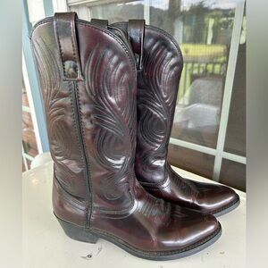 Vintage Men's Deep Maroon Brown Leather Western Boots 8.5 D